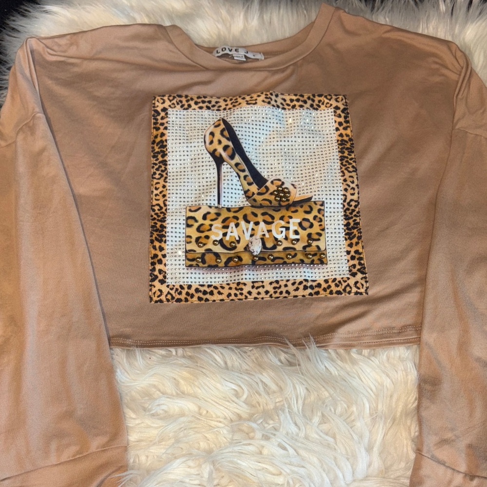 Love J Brown Leopard Print Croptop